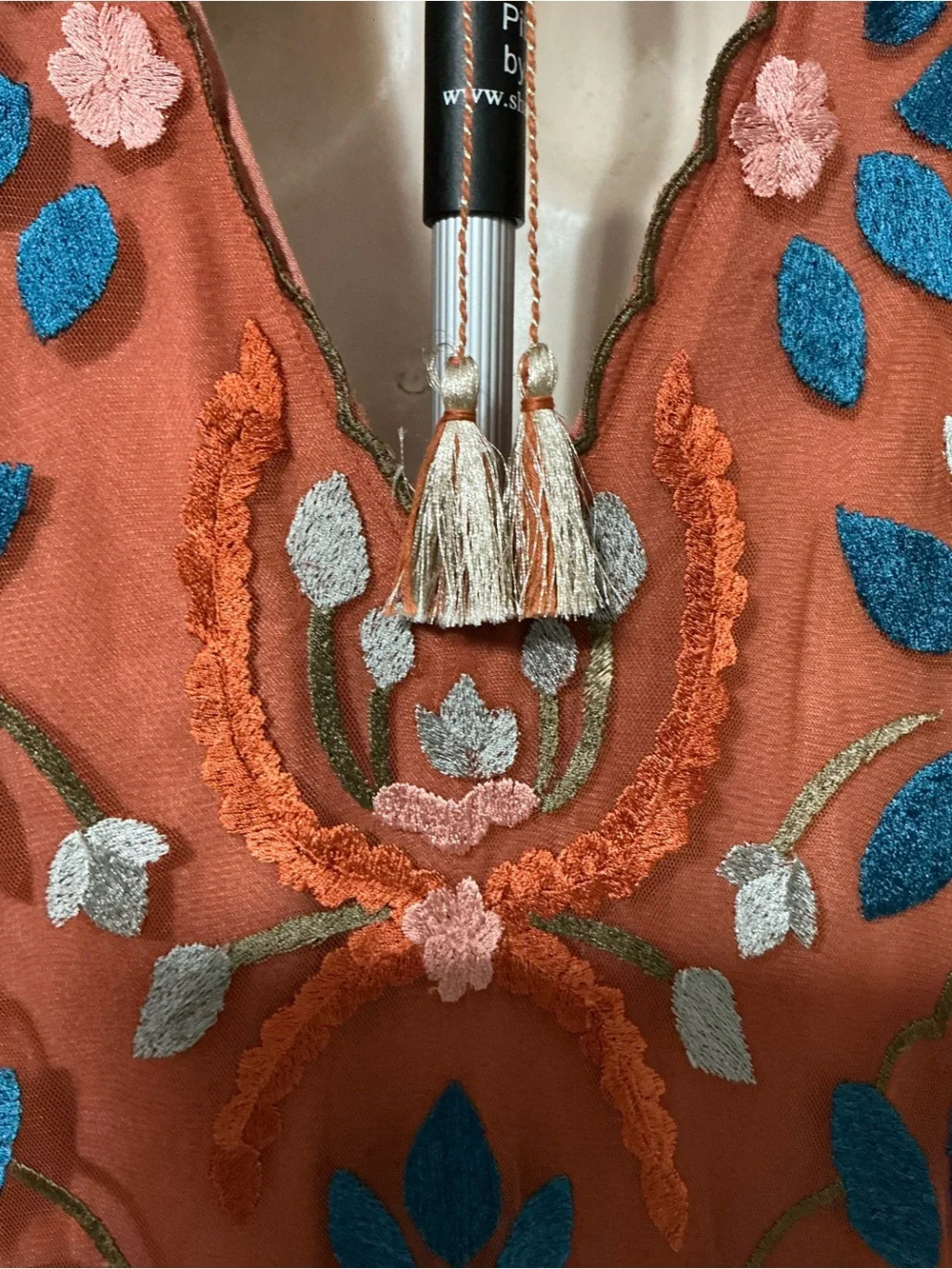 EUC Free People Hearts are Wild Burnt Orange Embroidered Dress Small